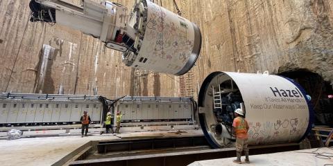 Hazel the TBM is lowered into the shaft